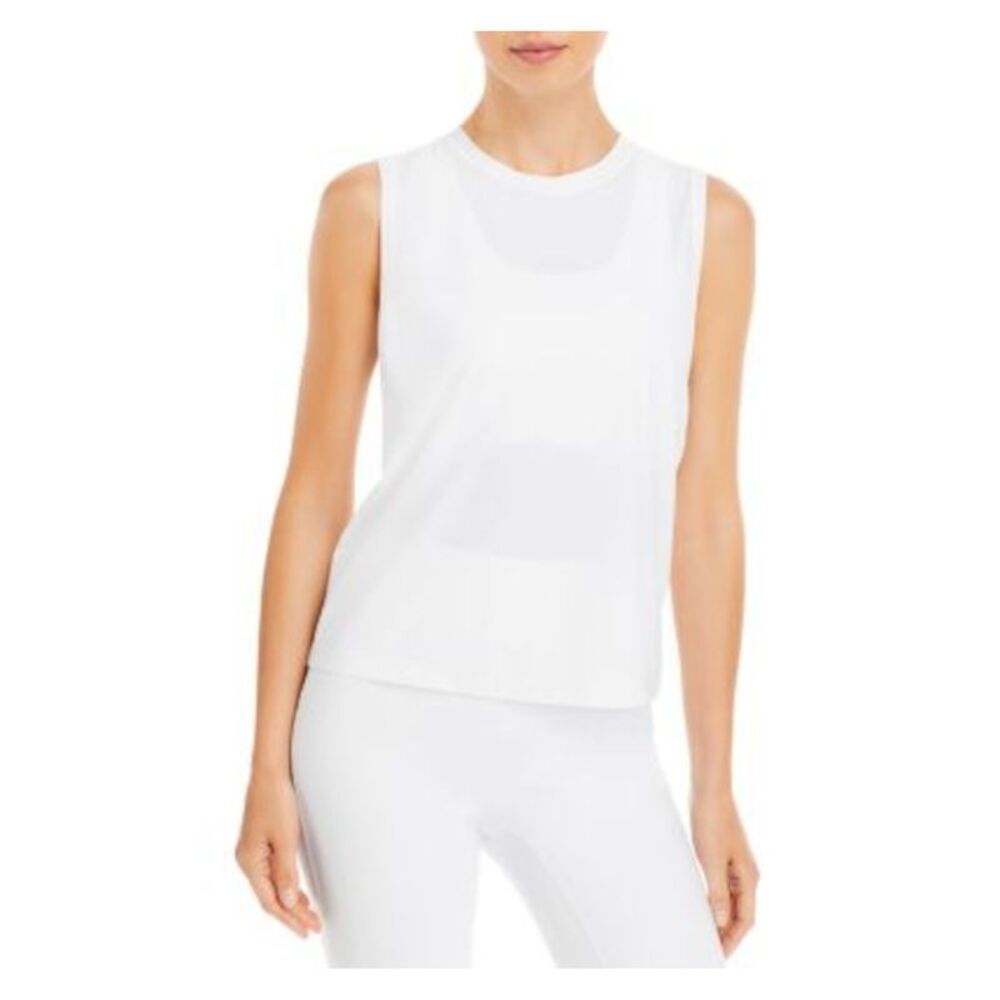 ALL ACCESS Womens White Sleeveless Crew Neck Active Wear Tank Top L
